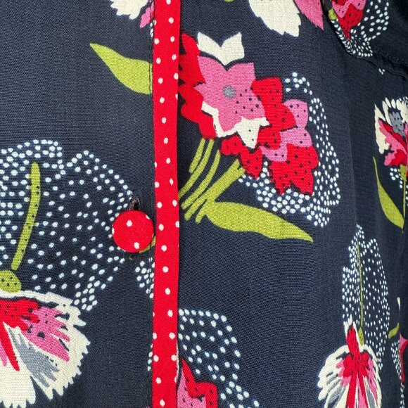 PRICE FIRM Vintage Y2K 00s Koret 2 Piece Bright Navy Floral Blouse Skirt Set 2X - Picture 5 of 13